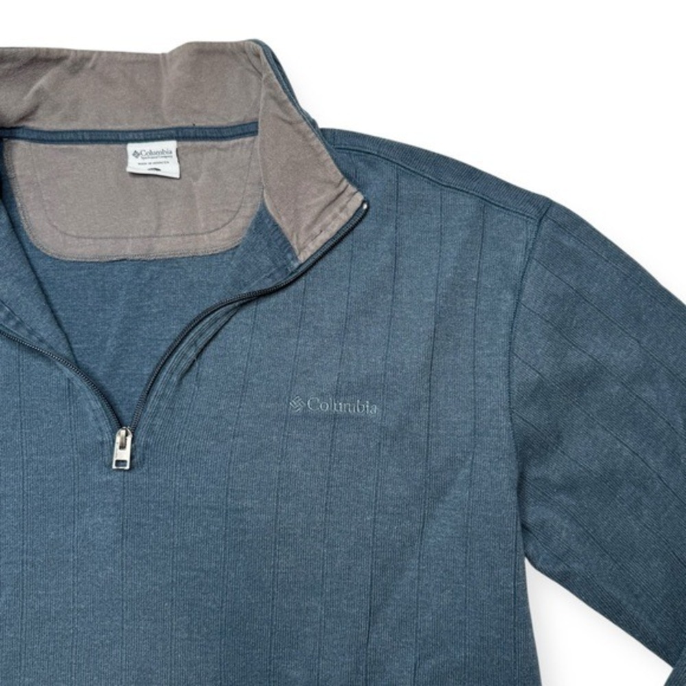 Columbia Mens Quarter Zip Pullover Sweater Long Sleeve Blue - Picture 3 of 7